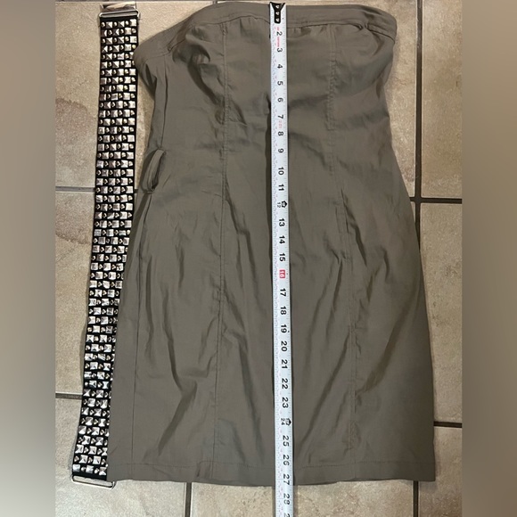 Y2K Khaki Green Strapless Mini Dress  EU Size 40/US S - Picture 8 of 9